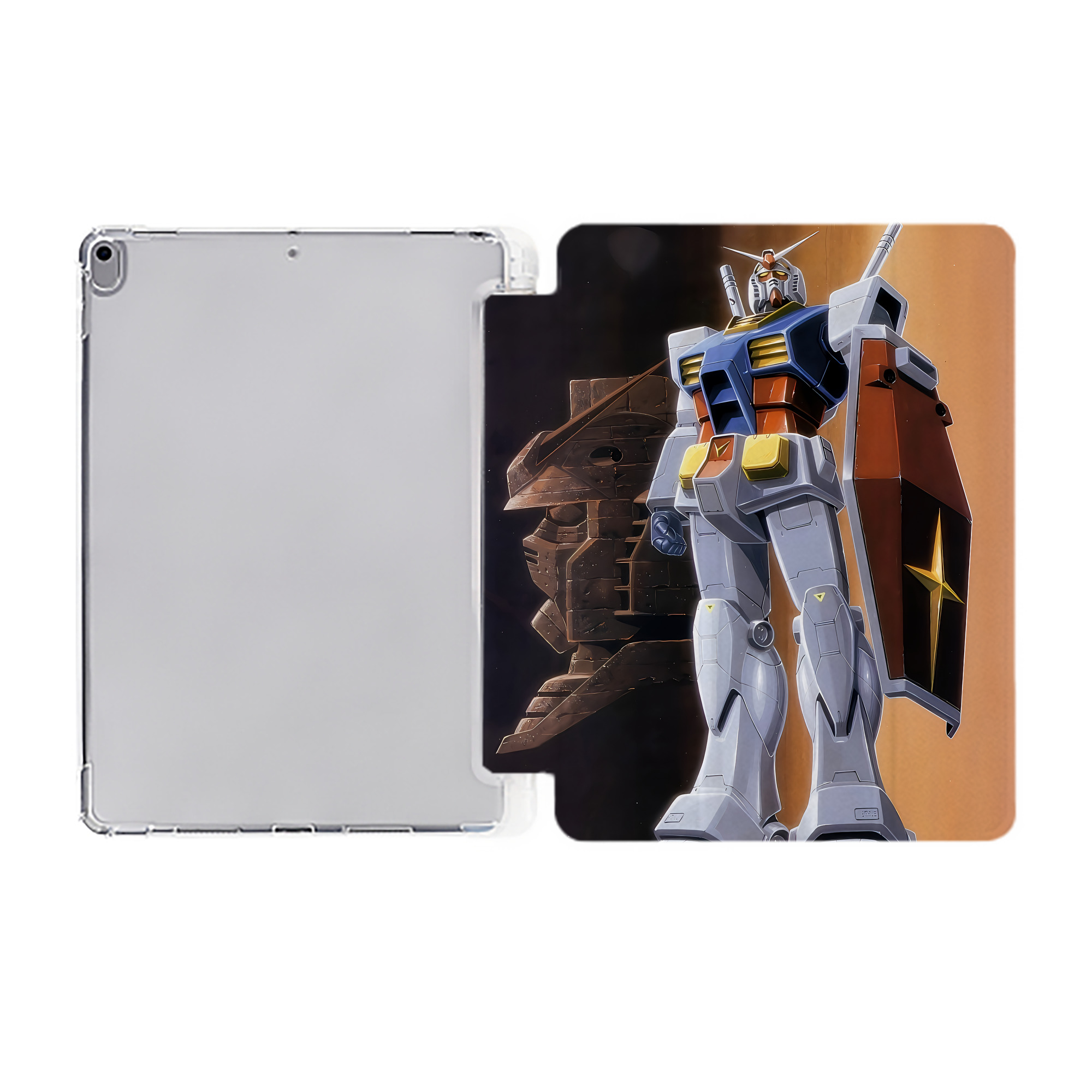 （画像用） 機動戦士ガンダム Mobile Suit Gundam IPad ケース ペン収納付き 三つ折りスタンド PUレザー×シリコン 対応機種9.5/10.5/10.9インチ
